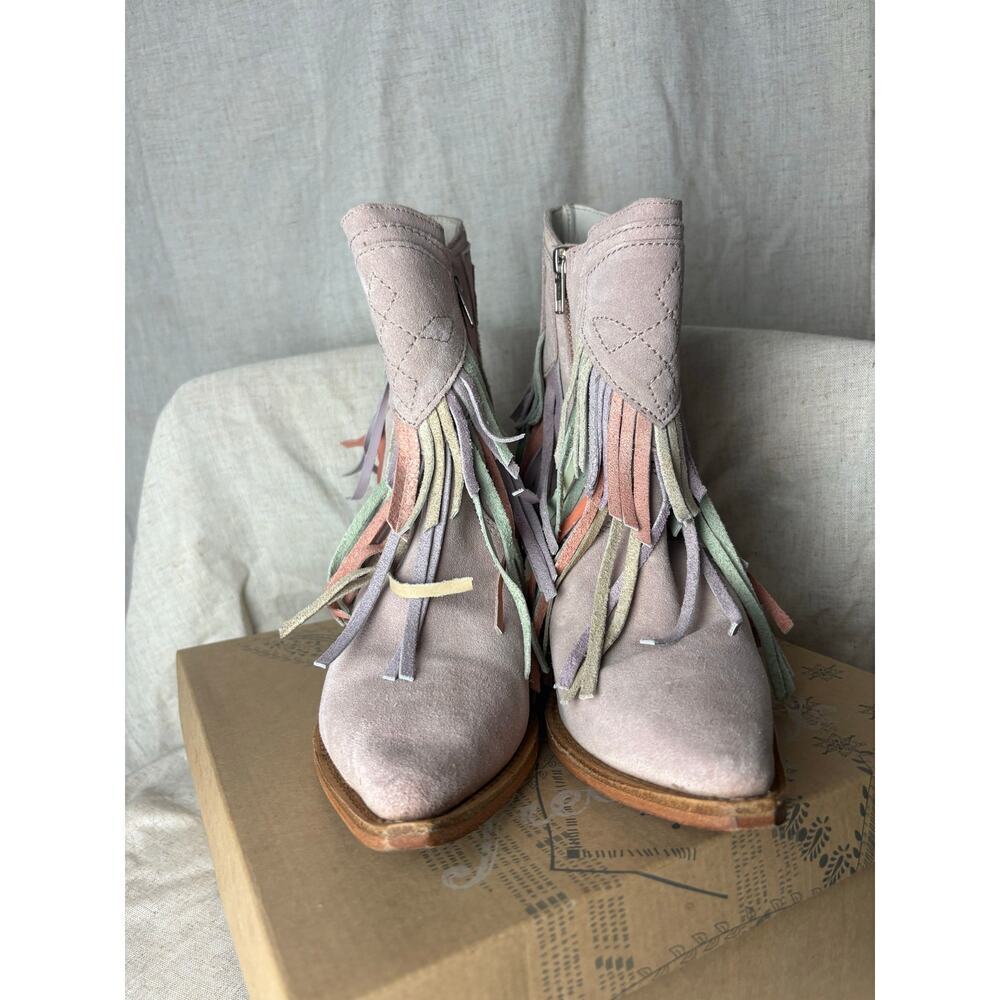 Free People Pink Lawless Fringe Western Boots Size 40 - Picture 4 of 12